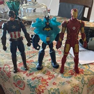 Captain America, Batman & Iron Man Talking Action Figure Set - Blue, Red, Gold
